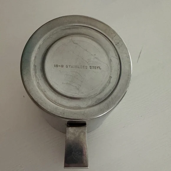 Vintage Stainless Steel Milk Frothing Pitcher with Wooden Teak Handle MCM Danish - Picture 7 of 8